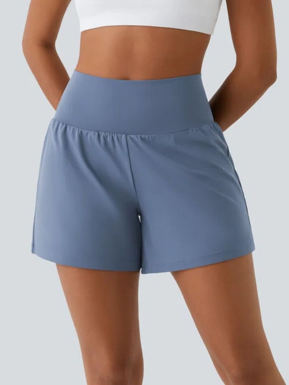 Halara Super High Waisted Back Pocket & Side Hidden Pocket 2-in-1 Yoga Shorts